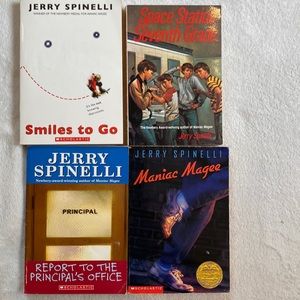 4 paperback books: Jerry Spinelli: Maniac Magee and 3 other paperbacks